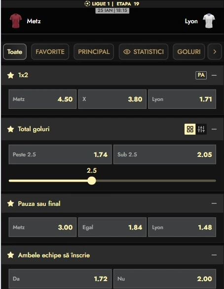 Cote pariuri Metz vs Lyon