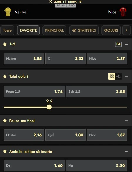 Cote pariuri Nantes vs Nice