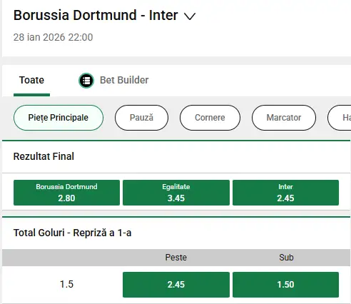 Cote echilibrate oferite de Unibet