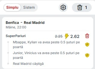Pariuri speciale Benfica - Real Madrid