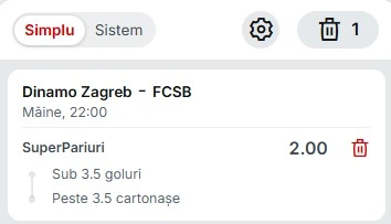 Pariuri Speciale Dinamo Zagreb - FCSB