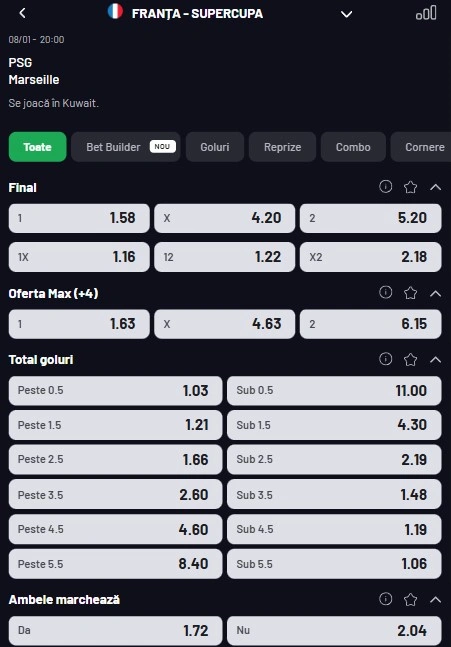 Cote pariuri PSG vs Marseille