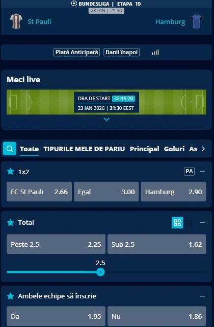 Cote pariuri St Pauli - Hamburger SV