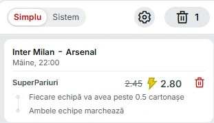 Pariuri Speciale Inter - Arsenal