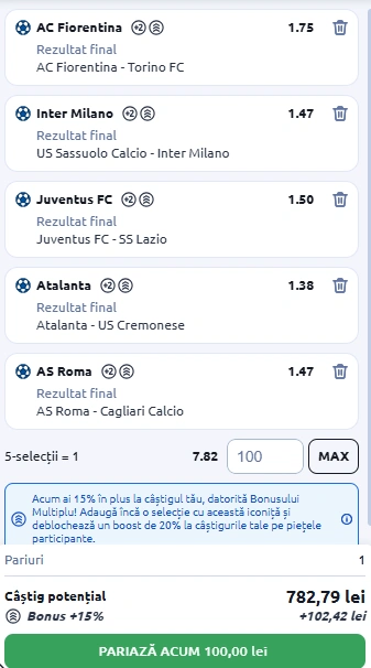 Biletul Etapei 24 din Serie A