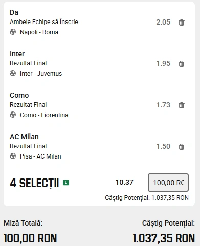 Biletul Etapei 25 din Serie A