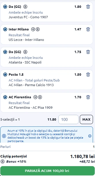 Biletul Etapei 26 din Serie A