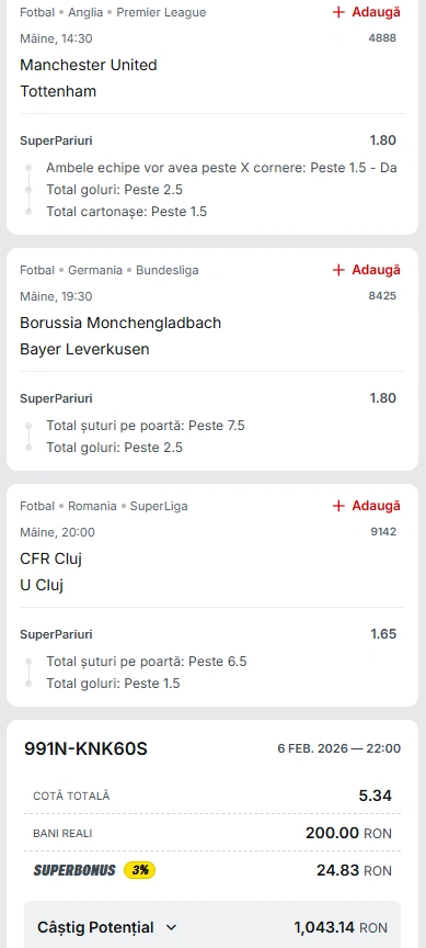 Biletul Zilei din Super Pariuri 07.02.2026