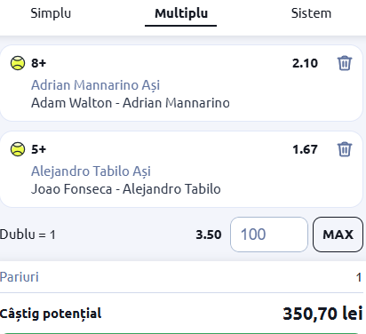 Biletul zilei tenis 11 februarie 2026