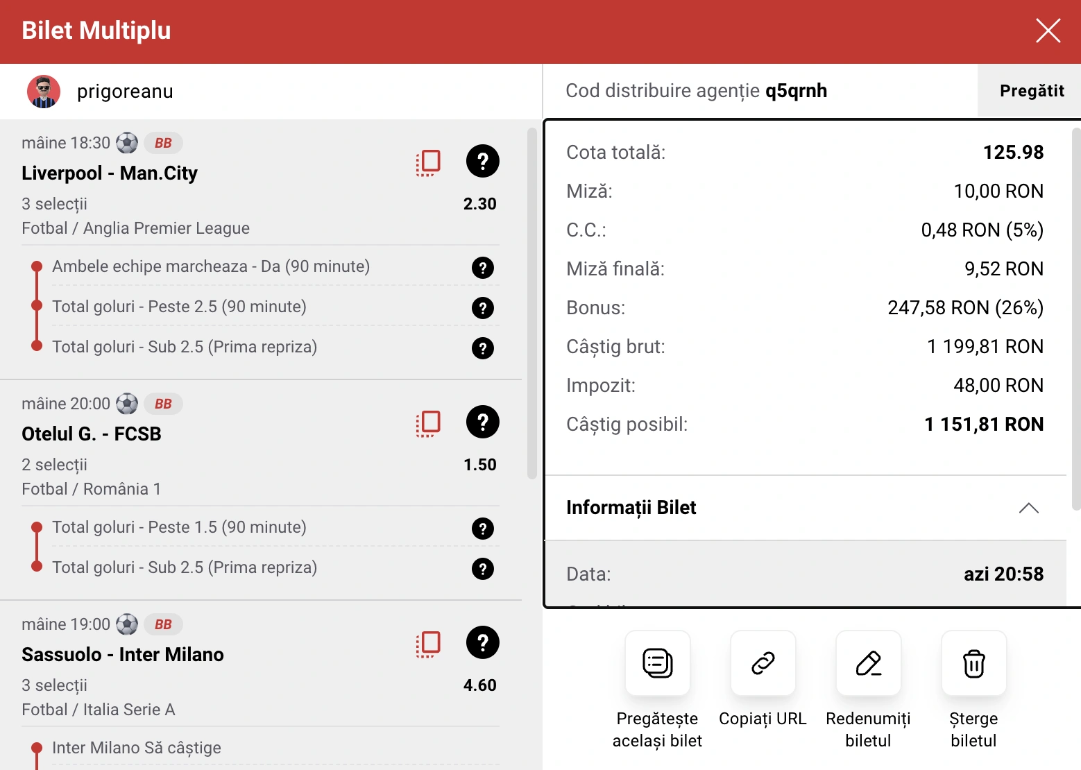 Biletul zilei din fotbal în cotă uriașă la Casa Pariurilor, 08.02.2026