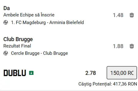 Biletul zilei fotbal 15 Februarie 2026