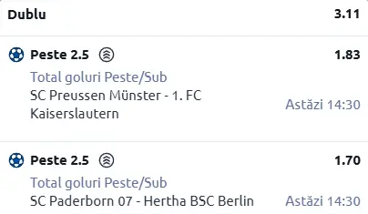 Biletul zilei fotbal 22 Februarie 2026