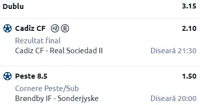 Biletul zilei fotbal 23 Februarie 2026