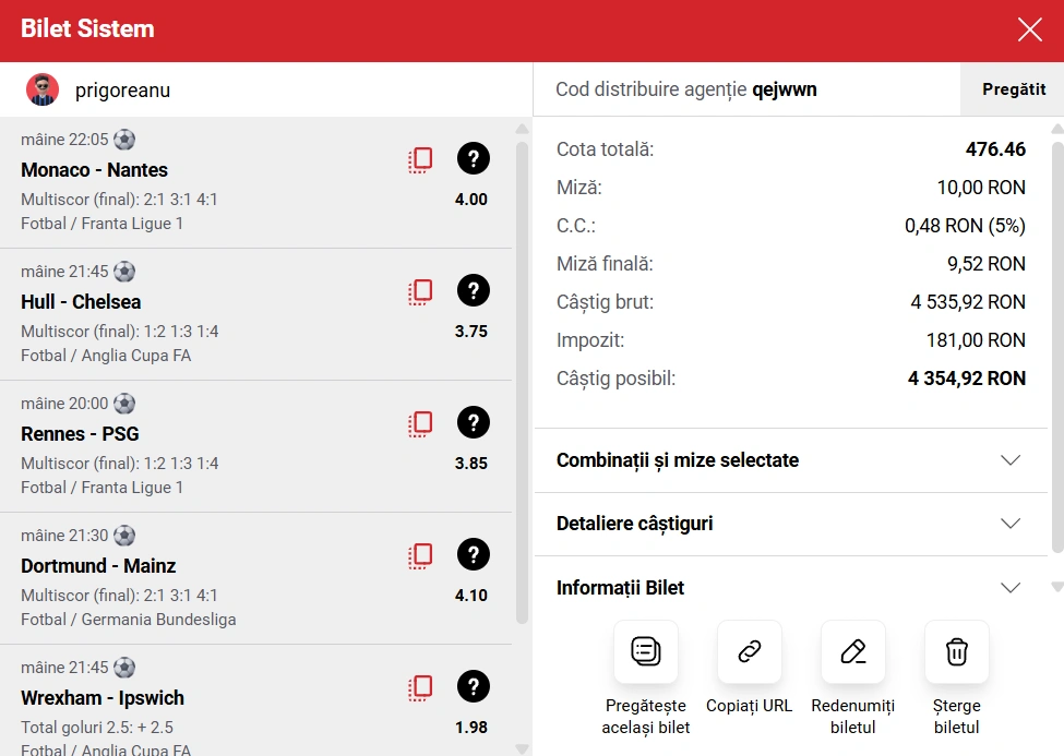Biletul zilei la Casa Pariurilor, 13 februarie 2026. Cota 1134 jucată la sistem