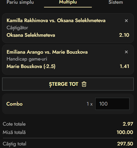 Biletul zilei tenis 25 februarie 2026