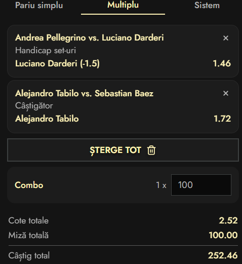 Biletul zilei tenis 27 februarie 2026