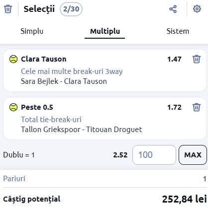 Biletul zilei tenis 6 februarie 2026