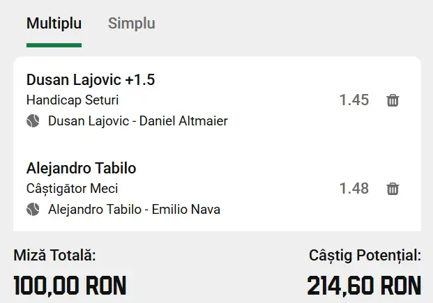 Cota 2 ATP la Unibet - primul tur de la Rio 2026 Open