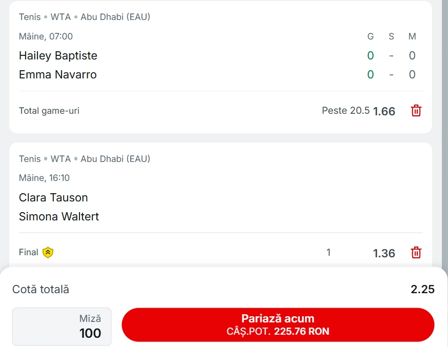 Cota 2 din Tenis 03 februarie 2026 la Superbet