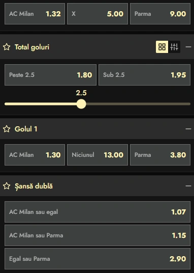 Cote pariuri AC Milan vs Parma la Don