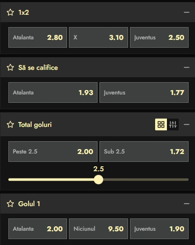 Cote pariuri Atalanta vs Juventus la Don