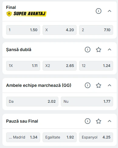Cote pariuri Atletico Madrid vs Espanyol la Superbet