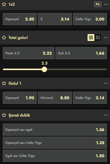 Cote pariuri Espanyol vs Celta Vigo la Don
