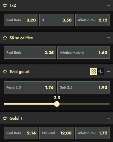 Cote pariuri Real Betis vs Atletico Madrid la Don