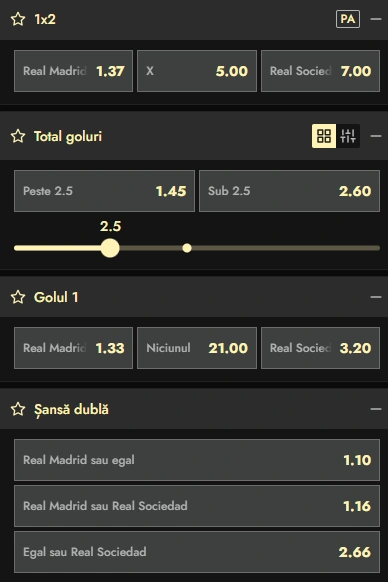 Cote pariuri Real Madrid vs Real Sociedad la Don