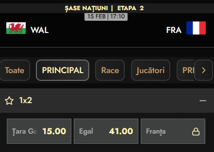 Cote pariuri Țara Galilor vs Franța în runda 2 din Six Nations 2026