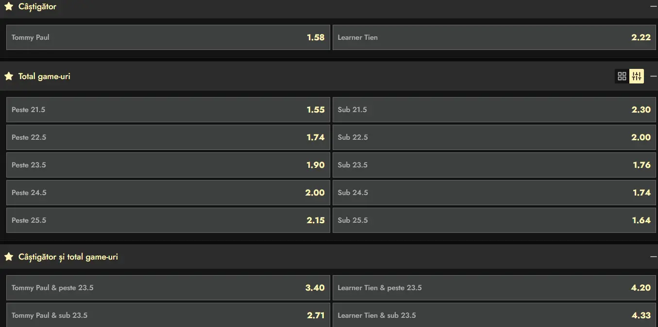 Cote pariuri la Don - Tommy Paul vs Learner Tien în penultimul act de la Delray Beach Open