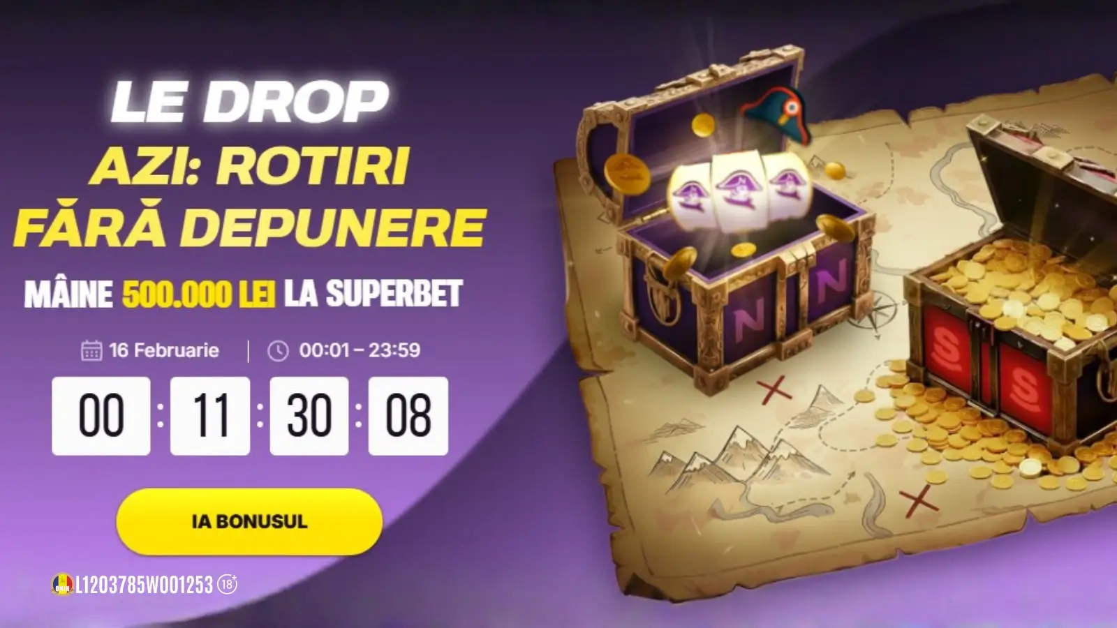 Doar astăzi, 16 februarie, ai 5 Rotiri Gratuite Fără Depunere și Fără Rulaj la Napoleon Casino
