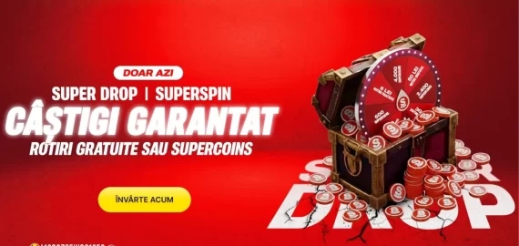 Super Drop X SuperSpin la Superbet – Câștigi garantat Rotiri Gratuite sau Supercoins pe 1 martie 2026
