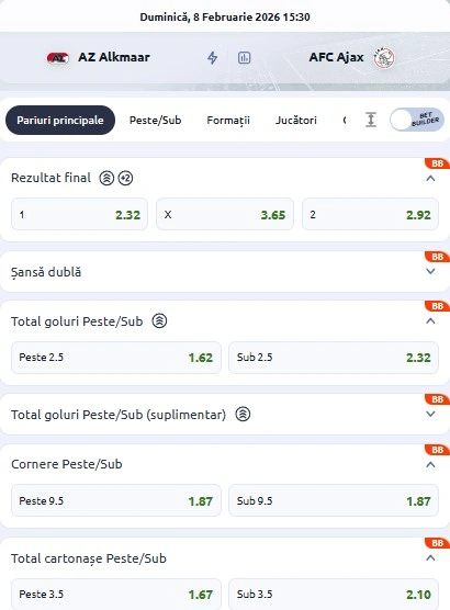 Cote pariuri Alkmaar - Ajax