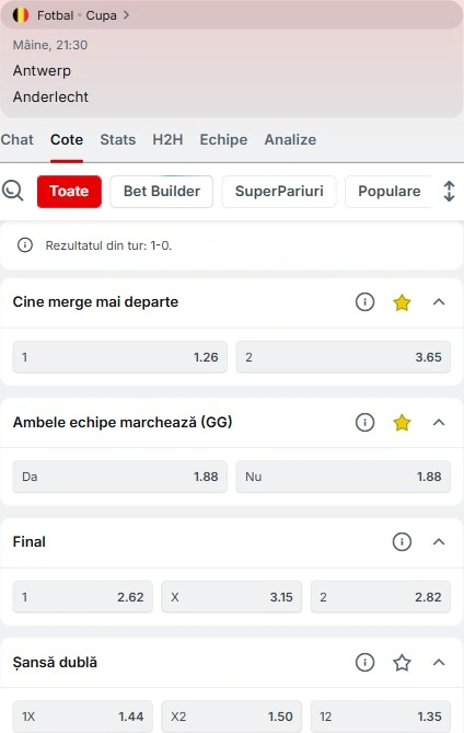 Cote pariuri Antwerp vs Anderlecht