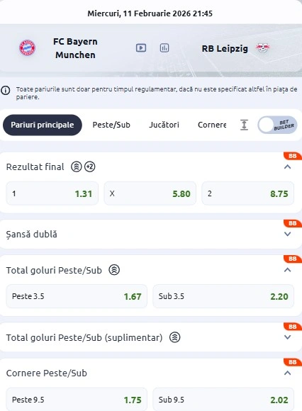 Cote pariuri Bayern vs RB Leipzig