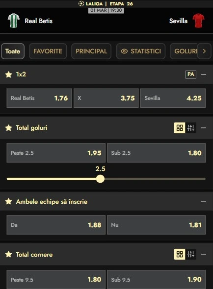 Cote pariuri Betis - Sevilla