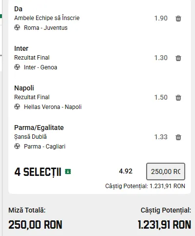 Biletul Etapei a 27-a din Serie A