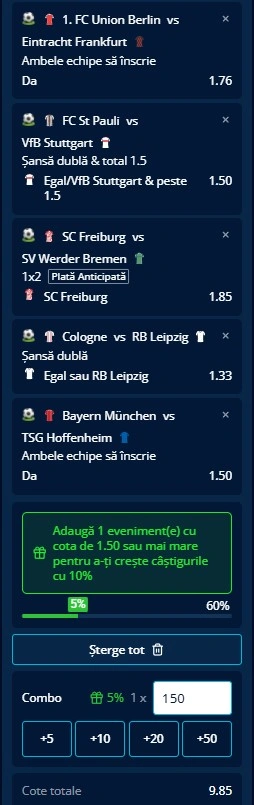 Biletul etapei cu numărul 21 din Bundesliga 06.02.2026