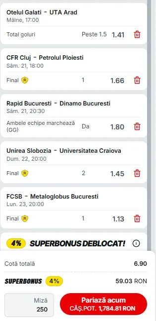 Biletul Etapei din Superliga de cotă 7