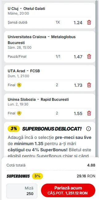 Biletul penultimei runde din Superliga