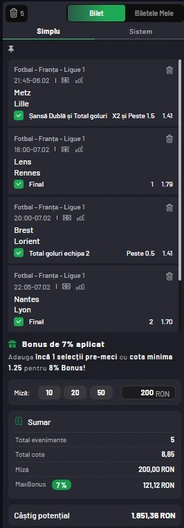 Biletul rundei a 21-a din Ligue 1 - 06.02.2026