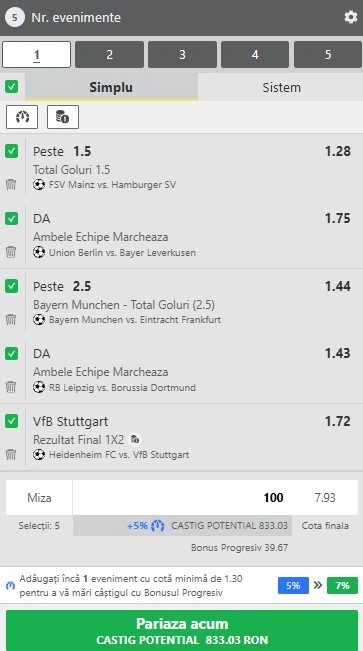 Biletul rundei cu numărul 23 din Bundesliga 20.02.2026