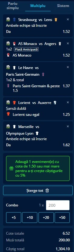 Biletul rundei cu numărul 24 din Ligue 1 - 27.02.2026