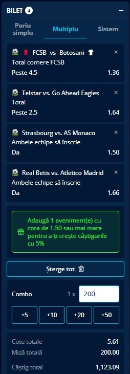 Biletul zilei azi din fotbal 05.02.2026