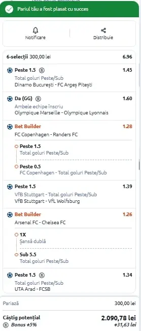 Biletul zilei azi din fotbal 1 martie 2026