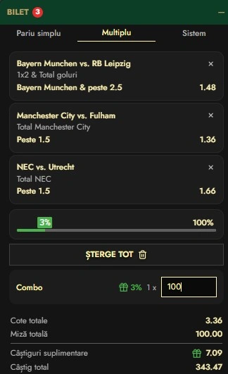 Biletul zilei azi din fotbal 11.02.2026