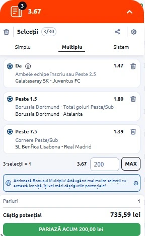 Biletul zilei din Champions League 17.02.2026