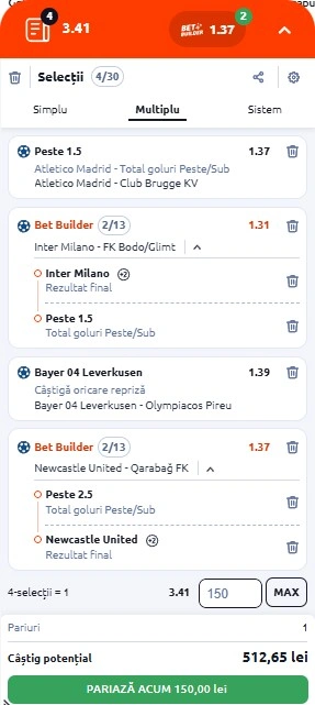 Biletul zilei din Champions League 24.02.2026