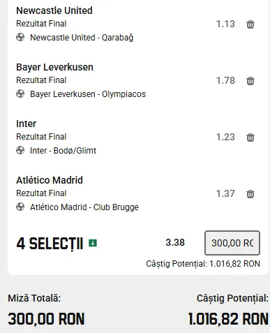 Biletul Zilei din Champions League 24 februarie